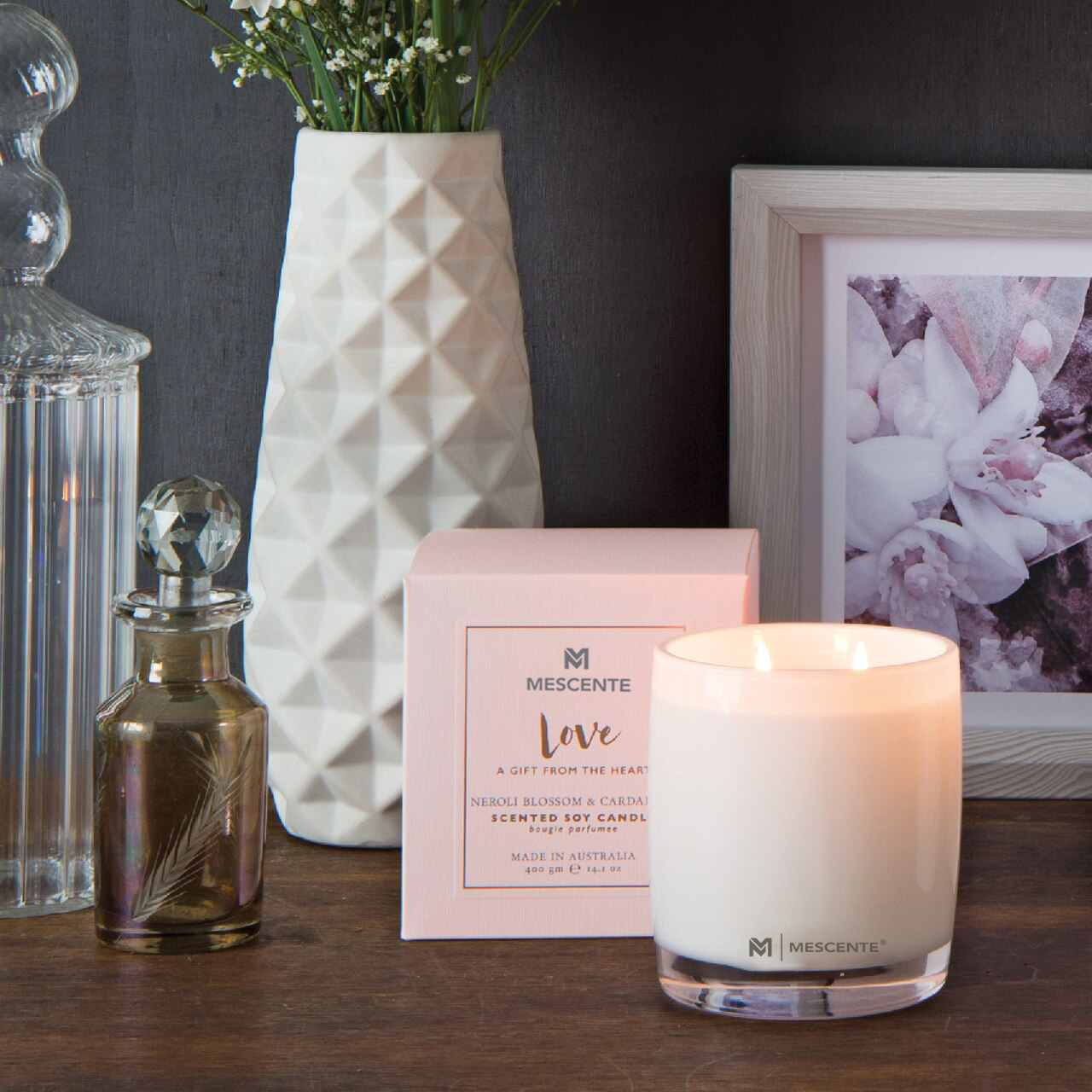 Velká skleněná láhev M&Scent Home Essentials Aroma rákosový difuzér Dárková sada s ratanovými tyčinkami