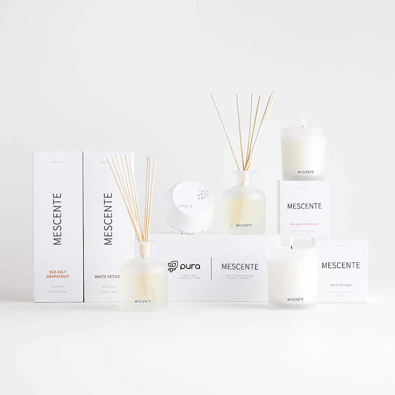 M&Scent luxusní privátní značka fialová barva aroma rákosový difuzér dárková sada s krabičkou
