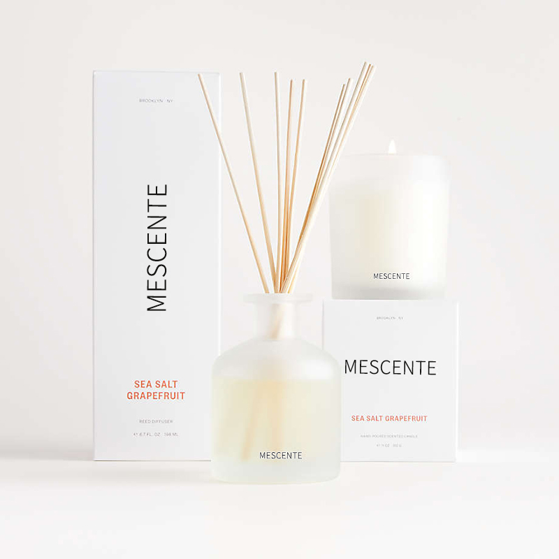 M&Scent luxusní privátní značka fialová barva aroma rákosový difuzér dárková sada s krabičkou