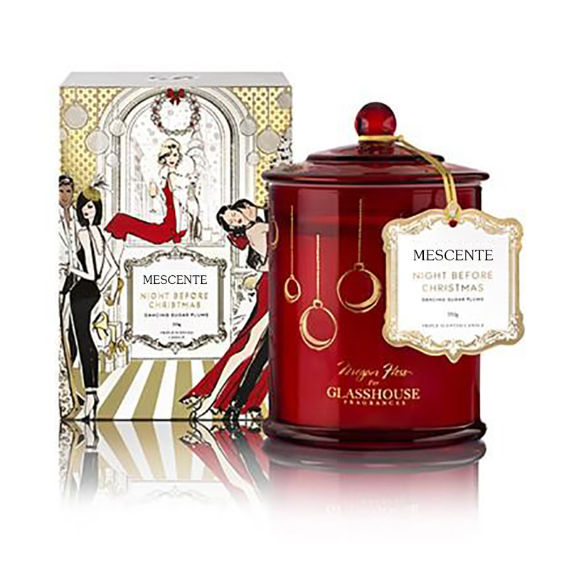 M&Scent velkoobchodní luxusní vlastní soukromý štítek Vánoční klenutá sklenice vonné sójové svíčky s víčkem