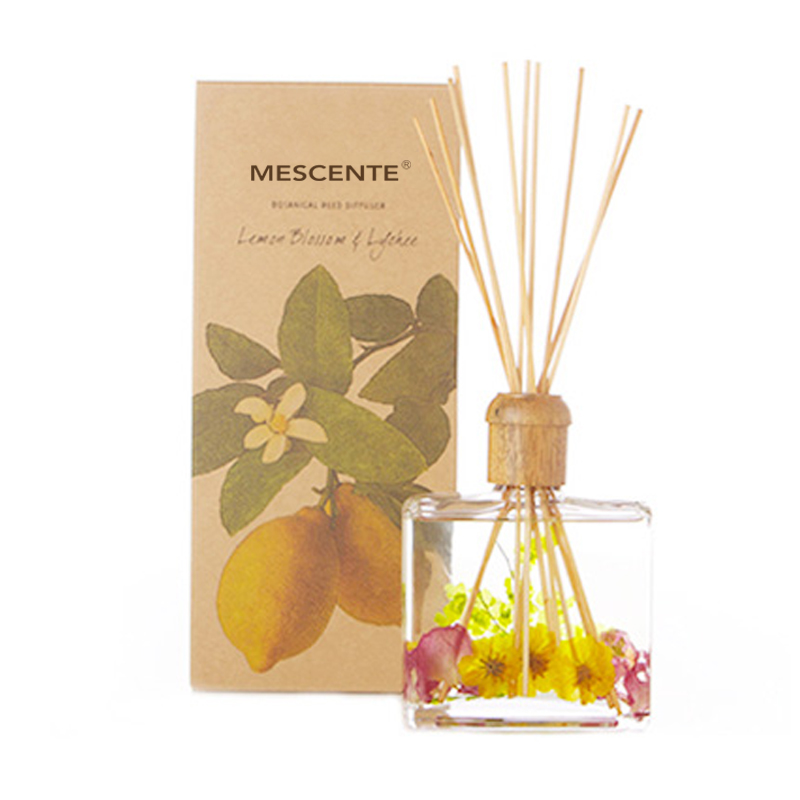 Velkoobchodní vysoce kvalitní luxusní zakázkový privátní štítek Flower Sola Wood Aroma rákosový difuzér s krabičkou