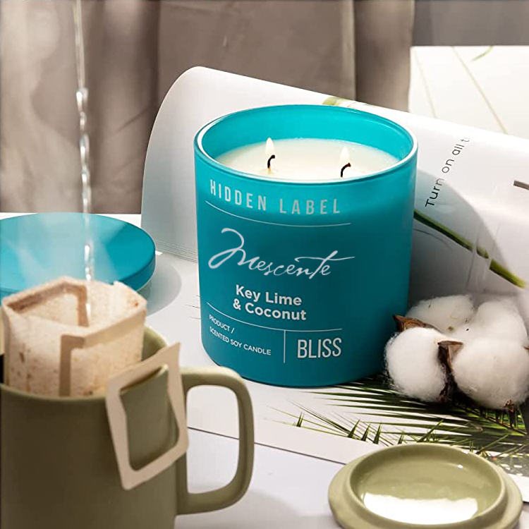 M&Scent velkoobchod luxusní privátní značka černé sklenice vonné svíčky ze sójového vosku s krystaly