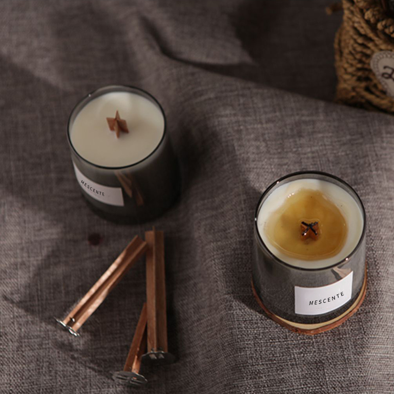 M&Scent luxusní skleněné dózy křišťálové dřevěné knoty vonná svíčka ze sójového vosku, svatební svíčky