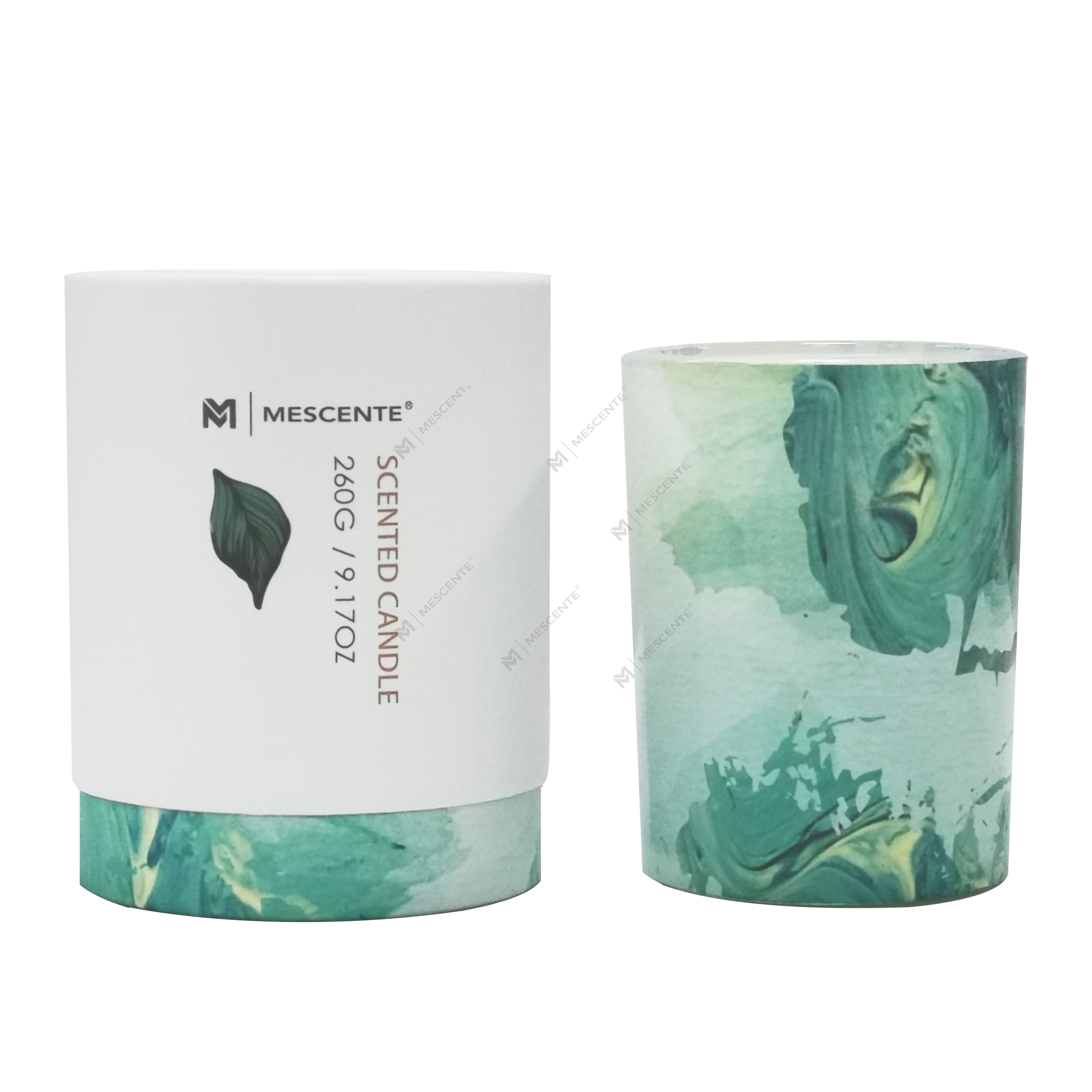 M&Scent velkoobchod privátní značky zelená skleněná nádoba palmová svíčka, duchovní svíčky