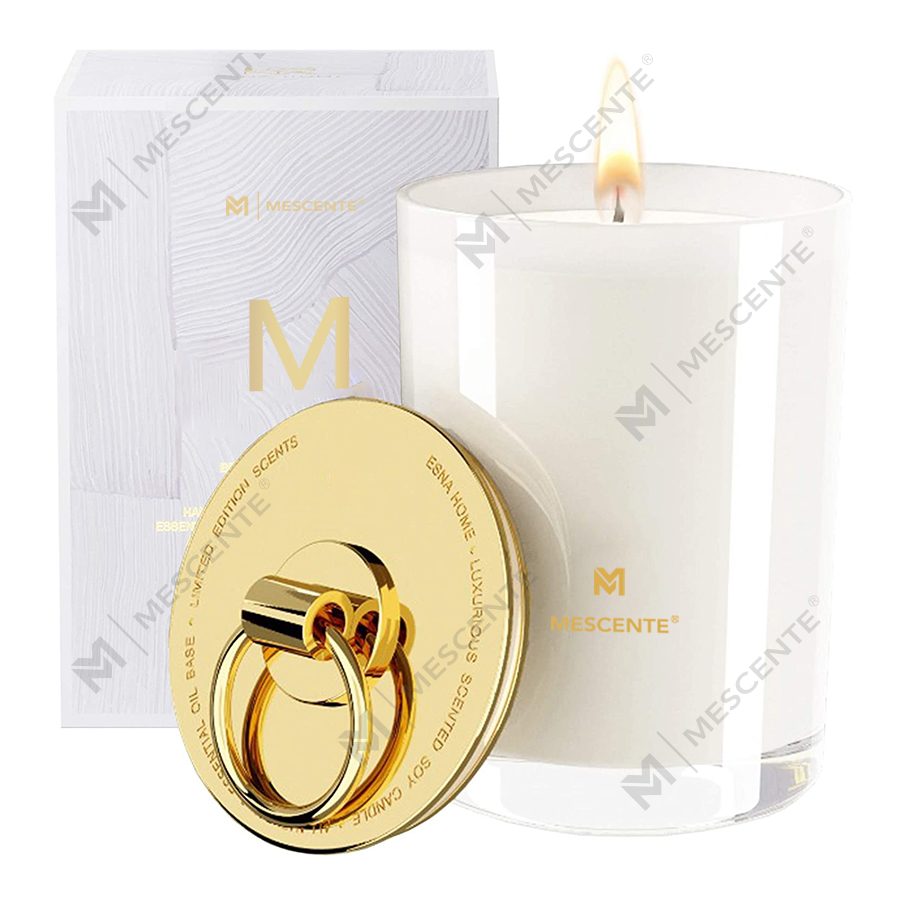 Osobní svatební vonné svíčky s logem M&Scent Luxury White Soy Wax, Camp Candle na míru