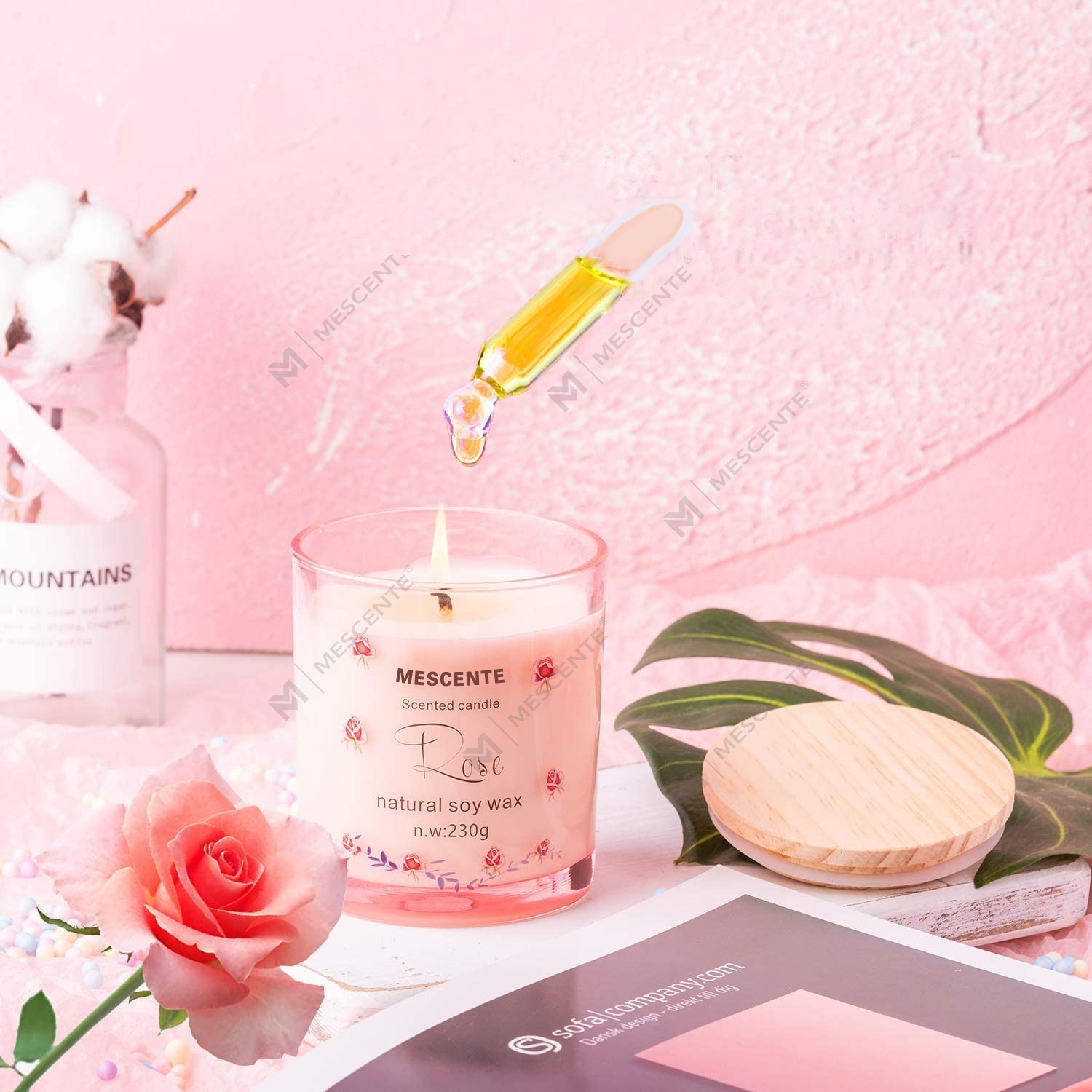 M&Scent ručně vyráběný luxusní skleněný držák Spiritual Ceramics Pillar Vanilková vonná svíčka s krystaly