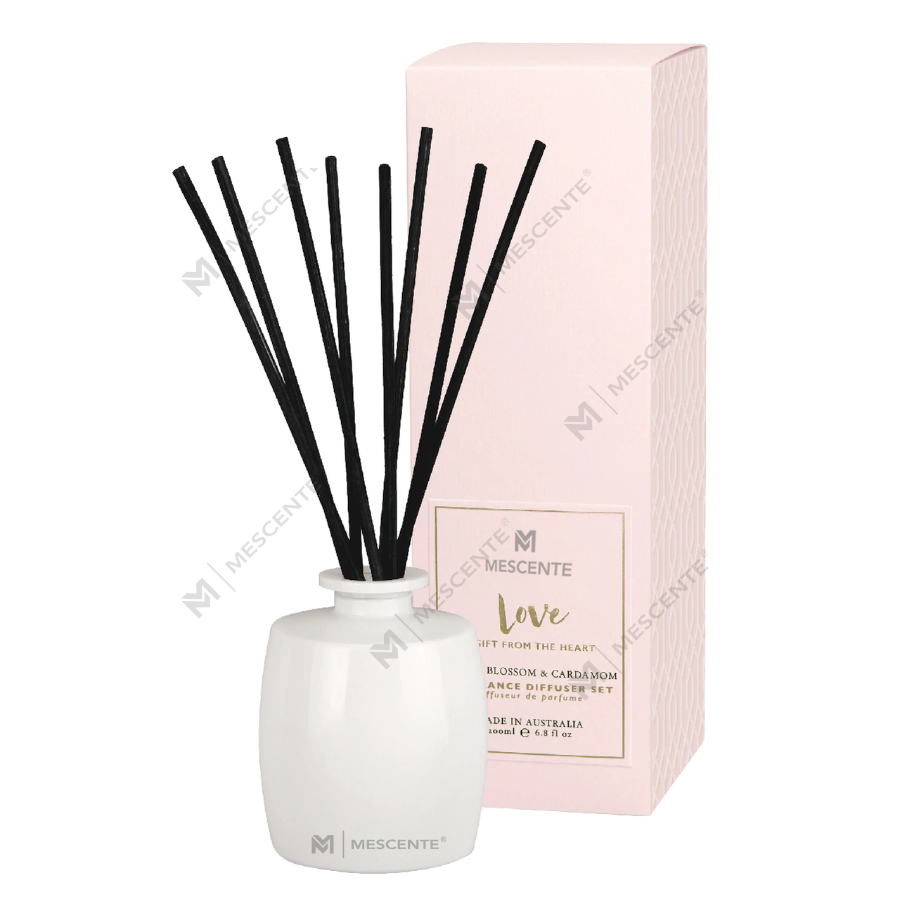 Velká skleněná láhev M&Scent Home Essentials Aroma rákosový difuzér Dárková sada s ratanovými tyčinkami