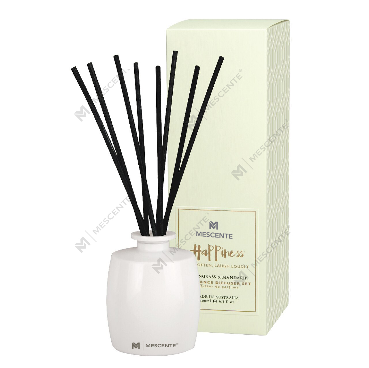 Velká skleněná láhev M&Scent Home Essentials Aroma rákosový difuzér Dárková sada s ratanovými tyčinkami