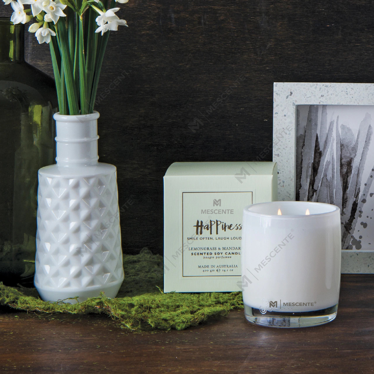 Velká skleněná láhev M&Scent Home Essentials Aroma rákosový difuzér Dárková sada s ratanovými tyčinkami