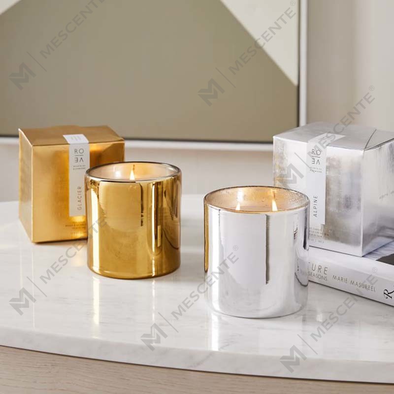 Amazon Luxury Custom Gold Print Logo Černá skleněná dóza vonná sojová vosková svíčková dekorace Dárková sada