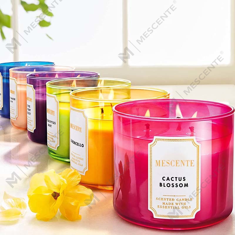 M&Scent ručně vyráběné 3 knoty s přírodním jasmínem vonící svíčky ze sójového vosku, soukromá značka Aromaterapeutické křišťálové svíčky
