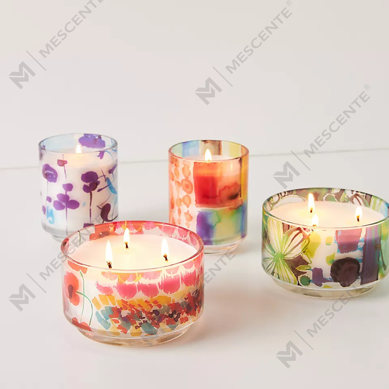 M&Scent Luxury Custom Decoration Private Label 3 Wick A Sunday Painter Glass Křišťálové vonné svíčky ze sójového vosku