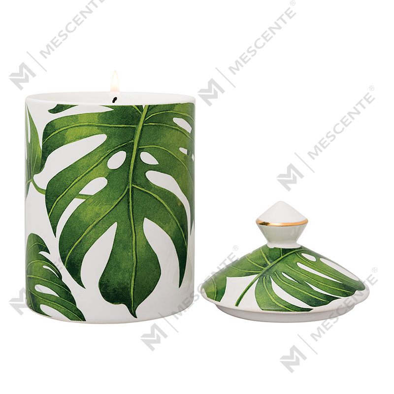 M&Scent speciální designová barevná skleněná svíčka Urban Botanics se skládací krabičkou