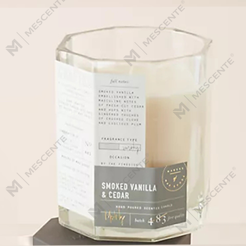 M&Scent Custom Luxusní dřevěné víko Bavlněný knot Skleněná nádoba Směs sójového vosku Podzimní ručně vyráběná skleněná svíčka