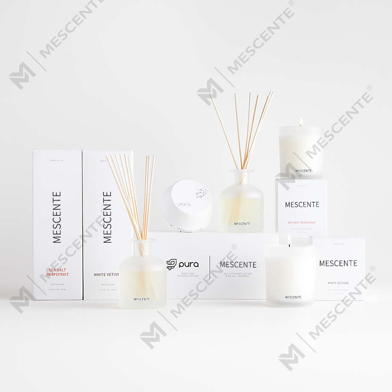 M&Scent luxusní privátní značka fialová barva aroma rákosový difuzér dárková sada s krabičkou